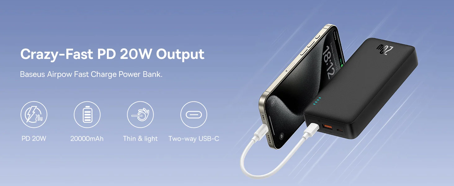 Baseus Airpow 20000mAh 20W Quick Charge Power Bank