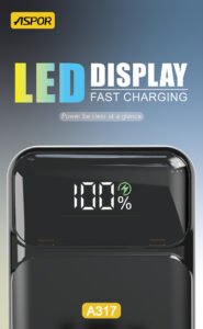 ASPOR A317 30000mAh 22.5W LED Display Built in Cable Power Bank