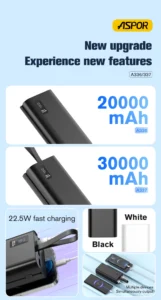 ASPOR A337 30000mAh 22.5W LED Display Power Bank