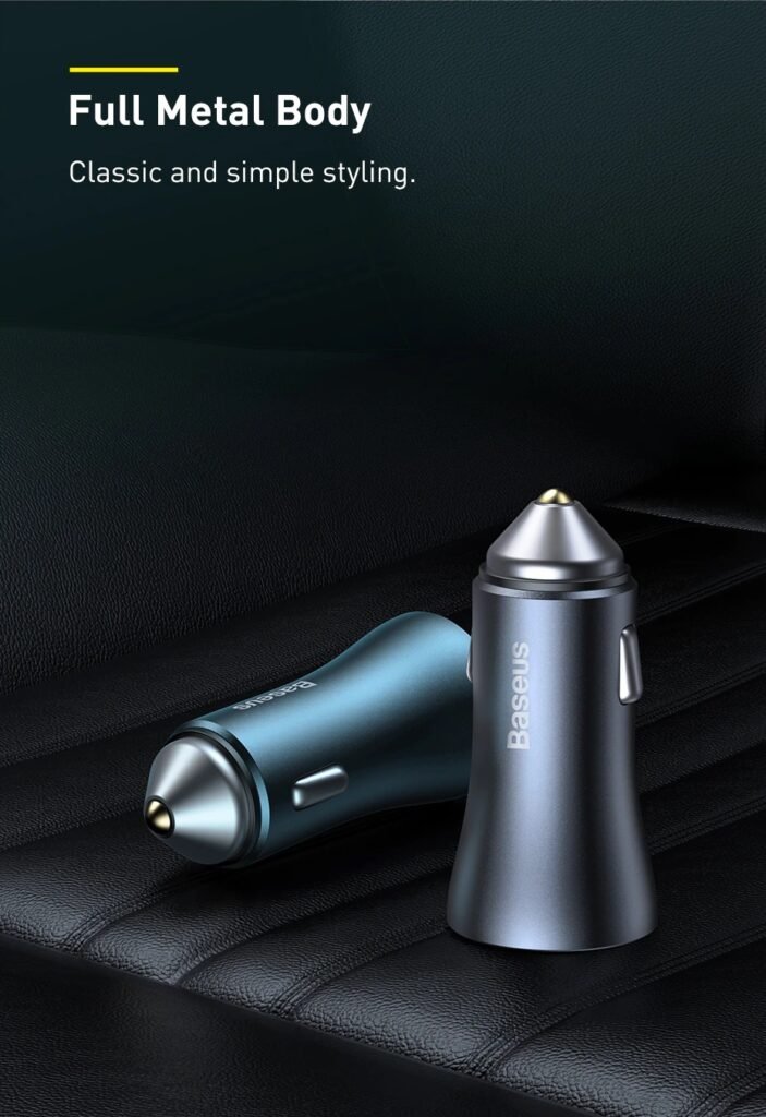 Baseus 40W Golden Contactor Pro Dual Car Charger + Data Cable mymemorylk.com