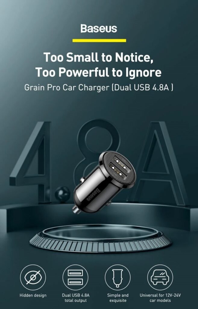 Baseus CCALLP-01 Grain Pro Dual USB (Dual USB 4.8A) Car Charger mymemorylk.com 3