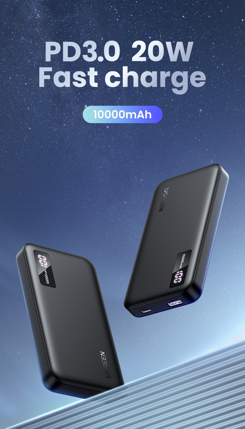 UGREEN 20W 10000mAh Two-way Fast Charging Power Bank mymemorylk.com