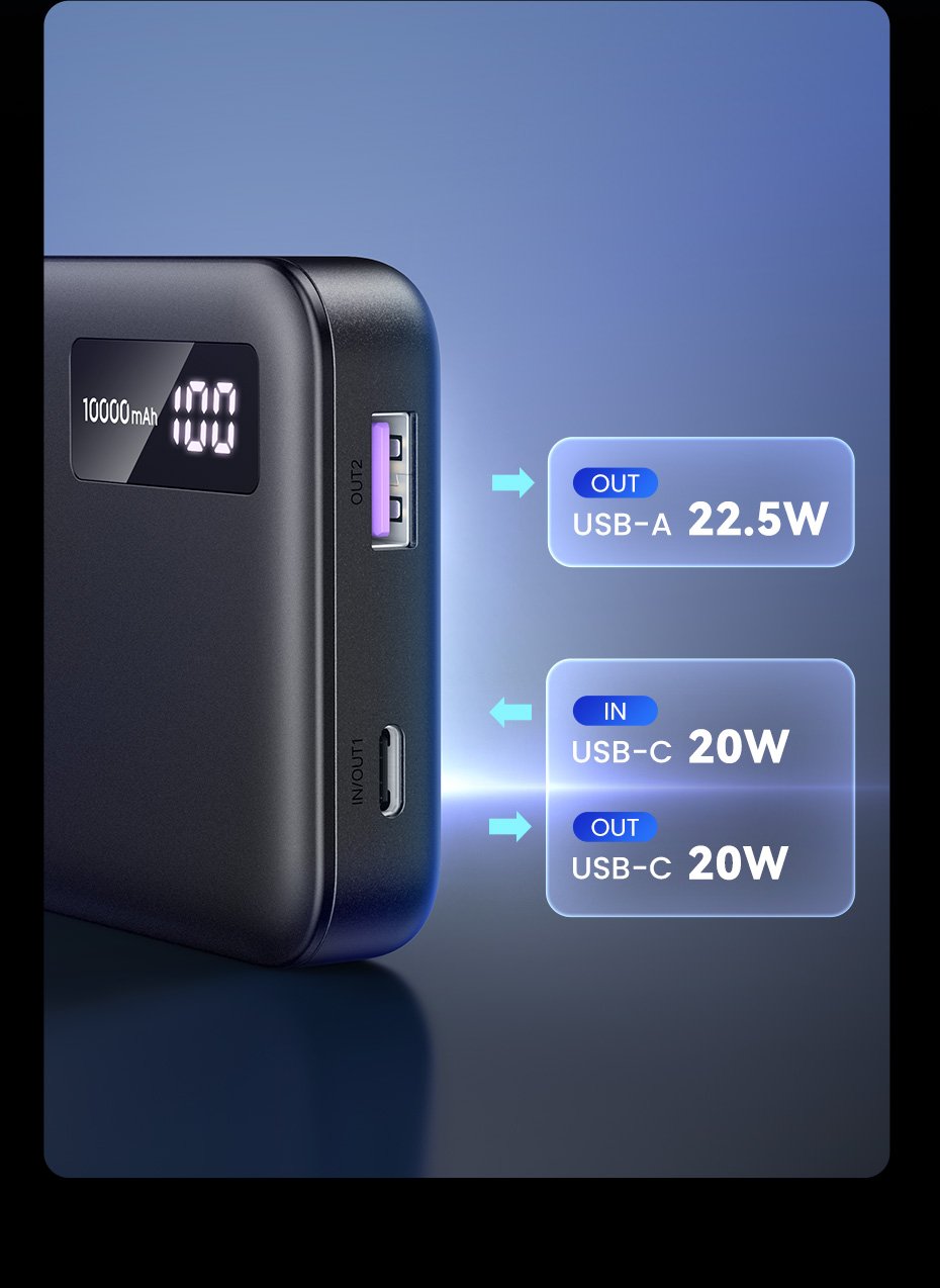UGREEN 20W 10000mAh Two-way Fast Charging Power Bank mymemorylk.com