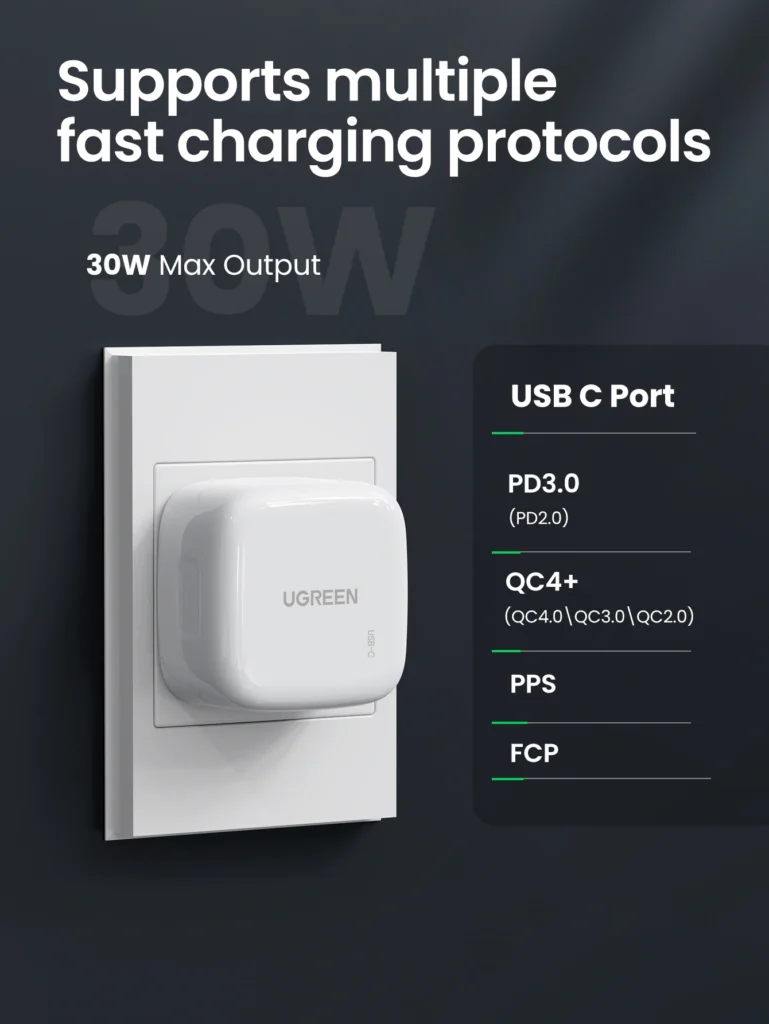UGREEN CD127 30W TYPE-C PD FAST CHARGER UK (WHITE)
