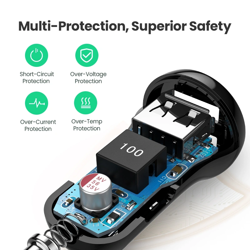 UGREEN ED018 24W DUAL USB CAR CHARGER (DUAL USB-A CAR CHARGER)