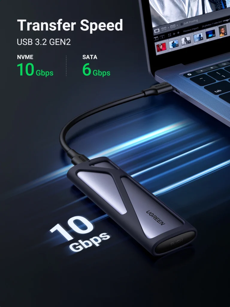UGREEN CM400 TYPE-C TO M.2 NGFF 6GB ENCLOSURE USB TO TYPE-C CABLE 50CM 