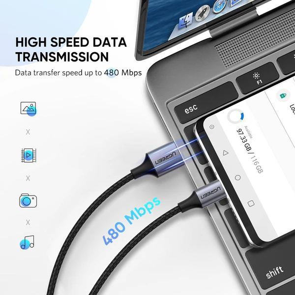 UGREEN 3A Max 1m USB to Type-C Fast Charging Cable