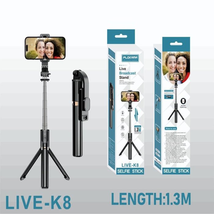 PLOKAMA Live-K8 Selfie Stick Wireless Tripod mymemorylk (1)