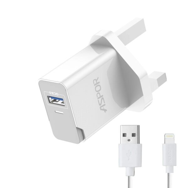 Aspor A827 IPhone Smart Fast Charger Dock with Lightning Cable - Image 1