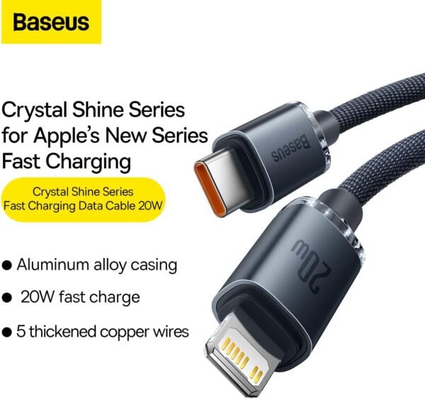 Baseus Crystal Shine Series 20W 2M Type-C to Lightning Fast Charging Data Cable