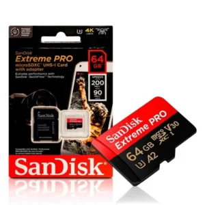 SanDisk Extreme PRO MicroSDXC 64GB UHS-I 200MB/s Memory Card with Adapter