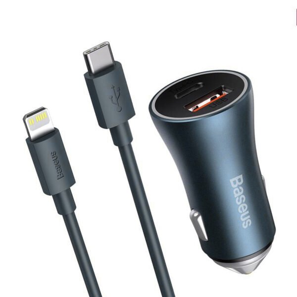 Baseus 40W Golden Contactor Pro Dual Car Charger + Data Cable mymemorylk.com