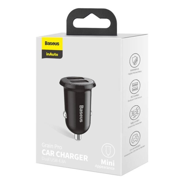Baseus CCALLP-01 Grain Pro Dual USB (Dual USB 4.8A) Car Charger mymemorylk.com 2