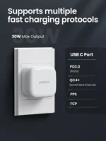 UGREEN CD127 30W TYPE-C PD FAST CHARGER UK (WHITE)