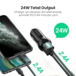 UGREEN ED018 24W DUAL USB CAR CHARGER (DUAL USB-A CAR CHARGER)