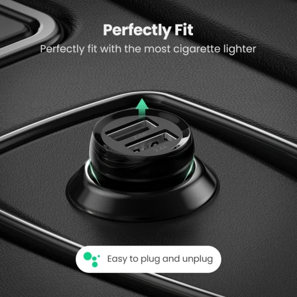 UGREEN ED018 24W DUAL USB CAR CHARGER (DUAL USB-A CAR CHARGER)