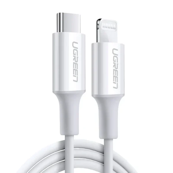UGREEN US171 TYPE-C TO LIGHTNING 1 METER 20W PD FAST CHARGING 3A MAX WHITE