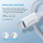 UGREEN US171 TYPE-C TO LIGHTNING 1 METER 20W PD FAST CHARGING 3A MAX WHITE