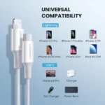 UGREEN US171 TYPE-C TO LIGHTNING 1 METER 20W PD FAST CHARGING 3A MAX WHITE