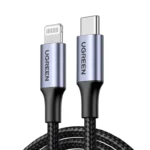 UGREEN US304 Type-C to Lightning MFI Certified Aluminum Shell Braided Cable 1 Meter (BLACK)