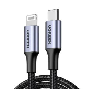 UGREEN US304 Type-C to Lightning MFI Certified Aluminum Shell Braided Cable 1 Meter (BLACK)