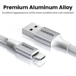 UGREEN US199 USB TO LIGHTNING ALU CASE MFI CERTIFIED BRAIDED LIGHTNING CABLE 1METER (SILVER)