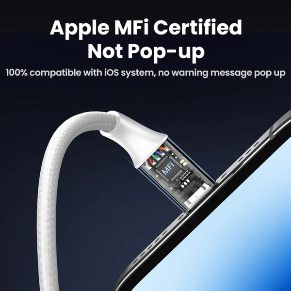 UGREEN US199 USB TO LIGHTNING ALU CASE MFI CERTIFIED BRAIDED LIGHTNING CABLE 1METER (SILVER)