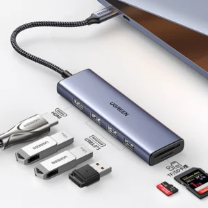 Ugreen Cm511 6 in 1 Type C to Hdmi +Usb 3.0*3 + Sd-Tf Converter Hub