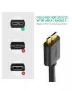 Ugreen Us130 Usb 3.0 A Male To Micro Usb 3.0 Male Cable 0.5M (Black)