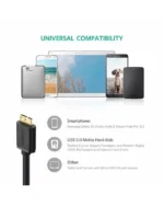 Ugreen Us130 Usb 3.0 A Male To Micro Usb 3.0 Male Cable 0.5M (Black)