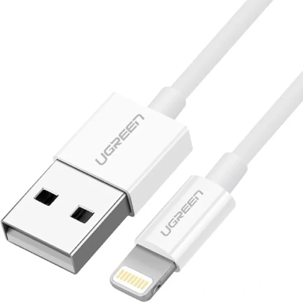 Ugreen Us155 Usb to Lightning Nickel Plating Mfi Certified Cable 1 Meter (White)