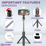 PLOKAMA Live-K9 LED Selfie Stick Wireless Tripod - Image 4