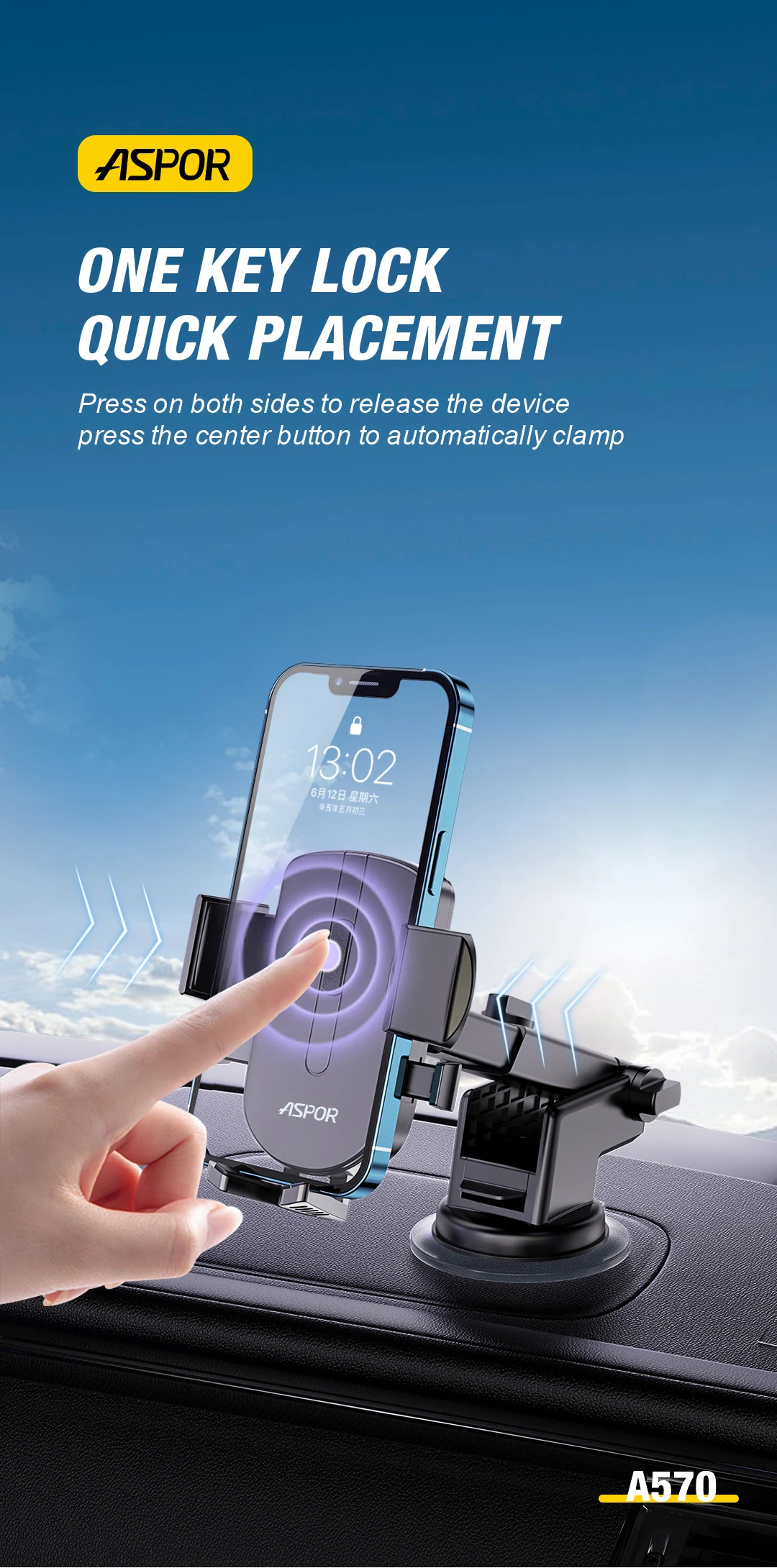 Aspor A570 Mobile Phone Holder Car Bracket - mymemorylk.com