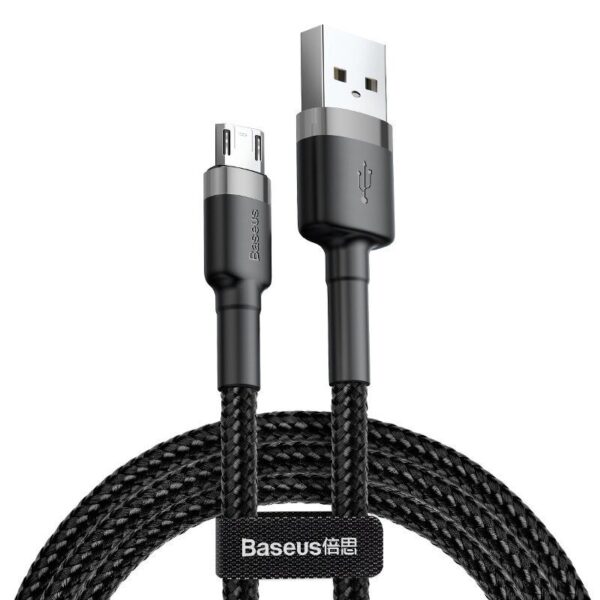 Baseus Cafule 1M Cable USB For Micro 2.4A Gray+Black – CAMKLF-BG1 - mymemorylk.com