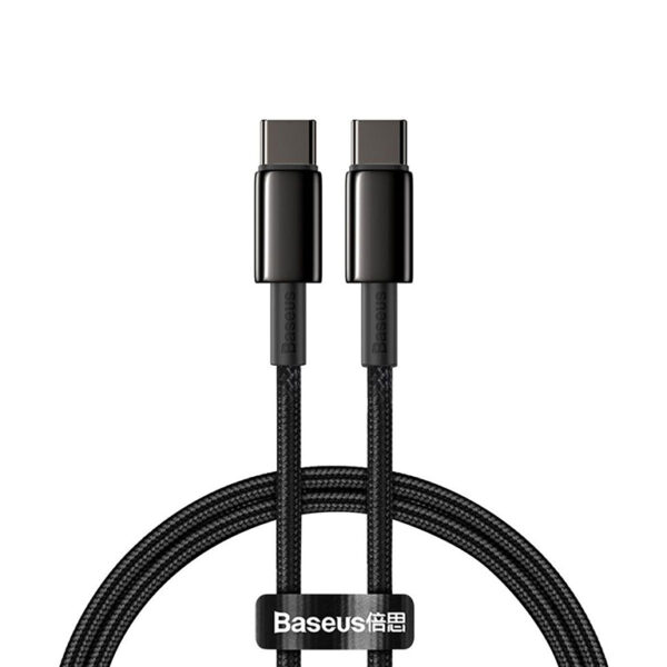 Baseus Tungsten Gold 1M Fast Charging Data Cable Type-C to Type-C 100W – Black - CATWJ-01 - mymemorylk.comac
