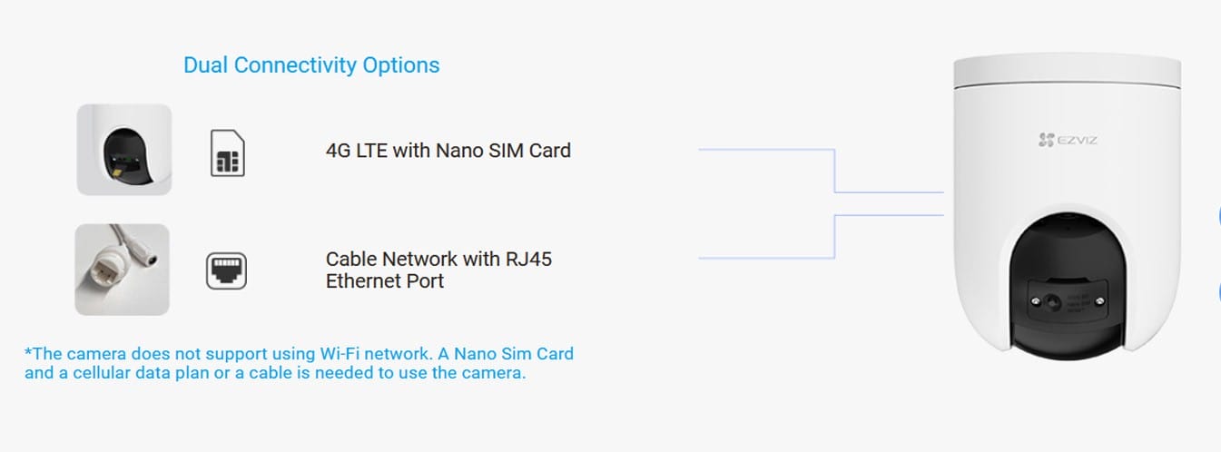 EZVIZ H8C 4G 2K Pan & Tilt Outdoor Smart Camera MY MEMORY