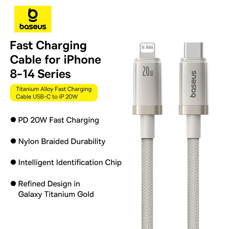 Baseus 1 Meter 20W Titanium Alloy PD Type-C to Lightning Fast Charging Cable – (Galaxy Titanium Gold) MY MEMORY Baseus 1 Meter 20W Titanium Alloy PD Type-C to Lightning Fast Charging Cable – (Galaxy Titanium Gold)