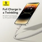 Baseus 1 Meter 20W Titanium Alloy PD Type-C to Lightning Fast Charging Cable – (Galaxy Titanium Gold)