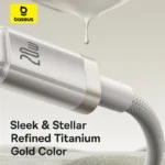 Baseus 1 Meter 20W Titanium Alloy PD Type-C to Lightning Fast Charging Cable – (Galaxy Titanium Gold)