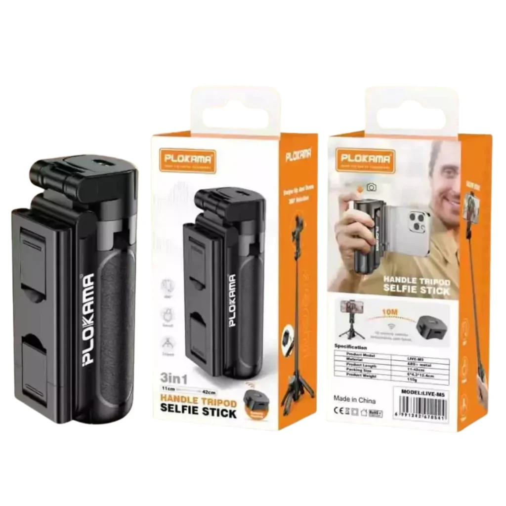 Plokama Live-M5 Pro 3-in-1 Handle Tripod Selfie Stick