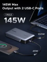 UGREEN PB551 20000mAh 145W Power Bank with Built-in Cable – 55992B
