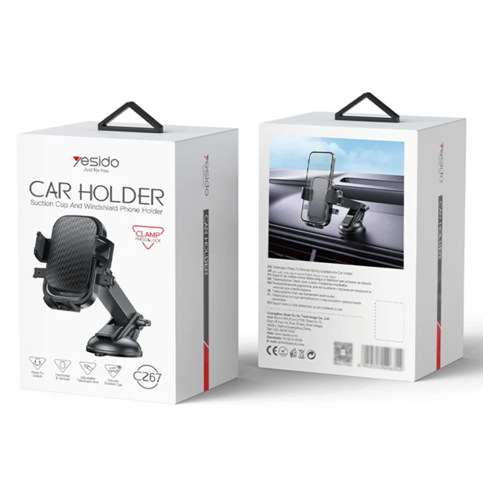 YESIDO C267 Suction Press Car Phone Mount Dashboard Phone Holder