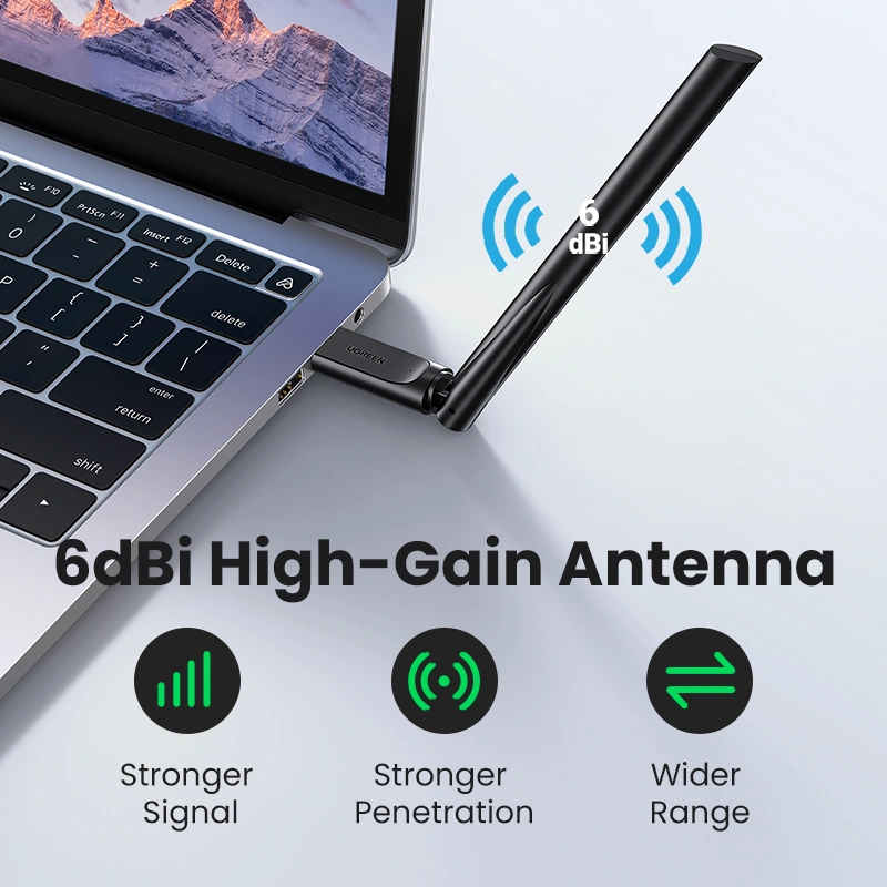 UGREEN AC650 High-Gain Dual Band Wireless USB Wi-Fi Adapter - CM496 – 90339 MY MEMORY UGREEN AC650 High-Gain Dual Band Wireless USB Wi-Fi Adapter - CM496 – 90339 MY MEMORY