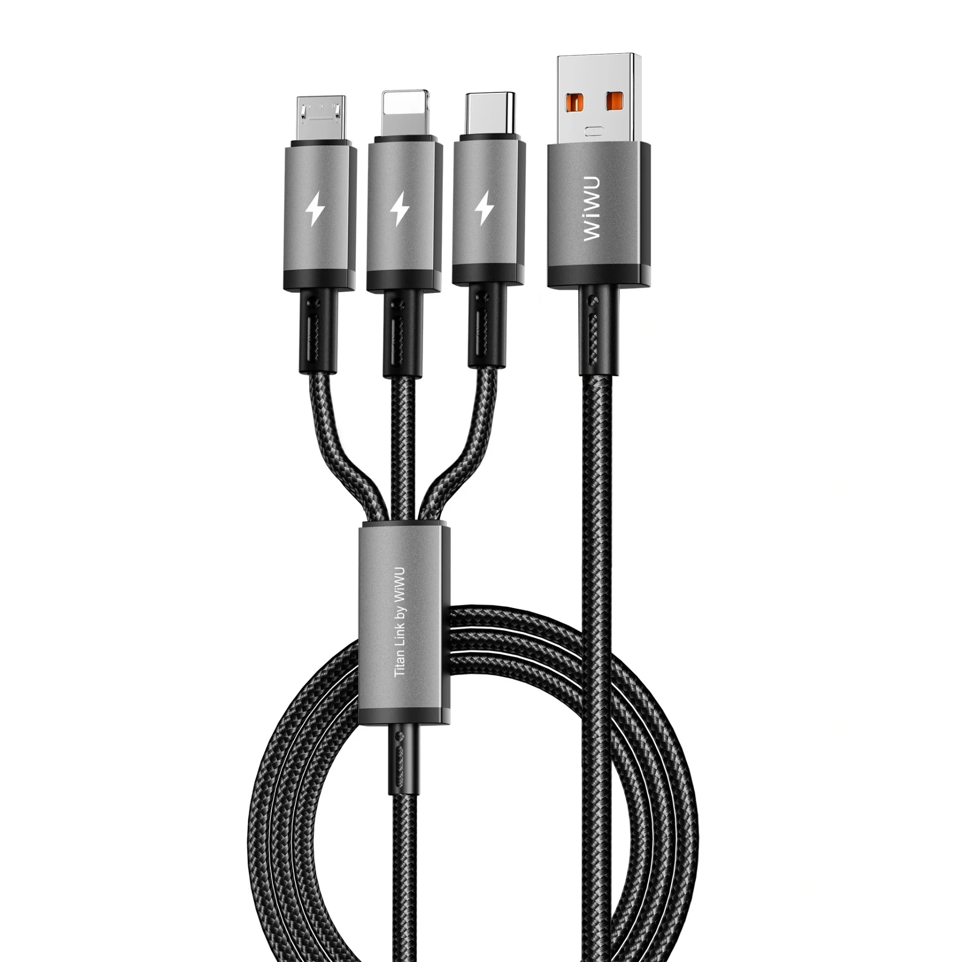 WiWU 1.2m 66W USB A TITAN LINK Series Charging Cable with A-C+M+L Wi-C059 MY MEMORY WiWU 1.2m 66W USB A TITAN LINK Series Charging Cable with A-C+M+L Wi-C059